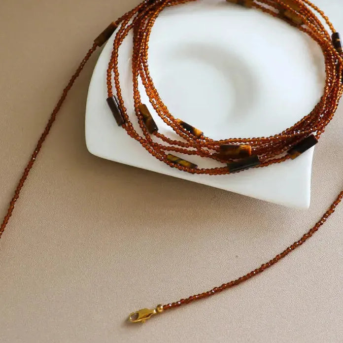 Vintage Crystal Beaded Multi-Layer Long Necklaces for Women Jewelry Gift
