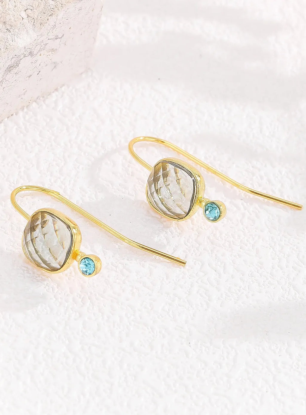 Creative Gold Oval Grey Stone Dangle Earrings for Women Zinc Alloy Jewelry Gift