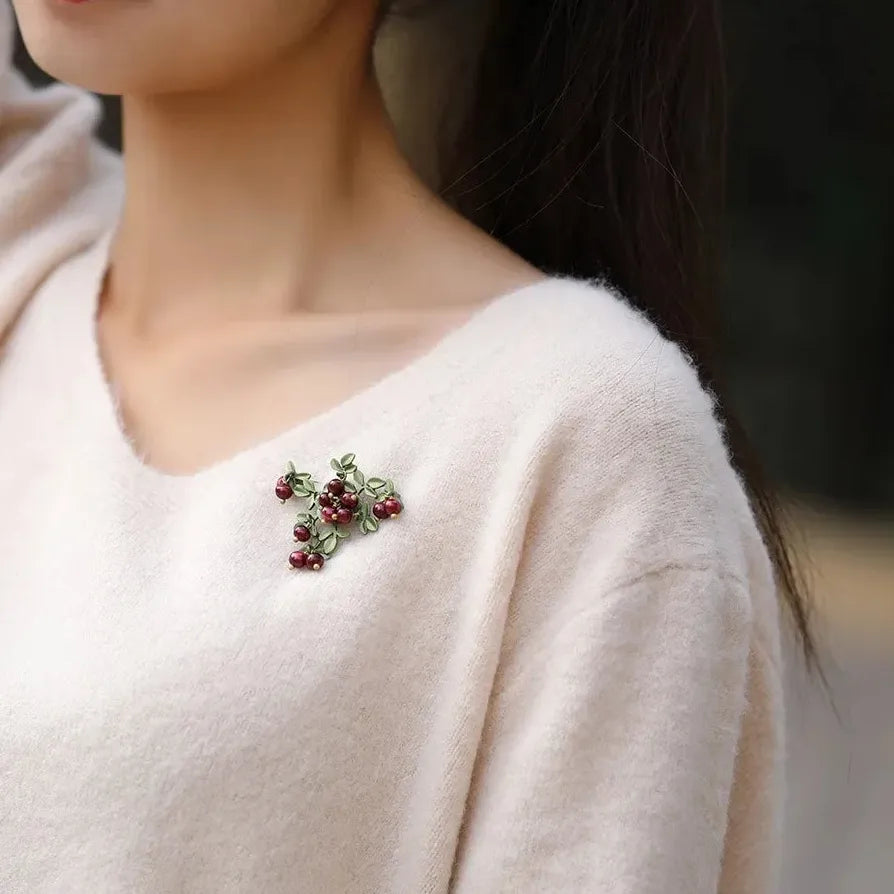 Geometric Girls Brooch Cranberry Design Elegant Pin Accessory