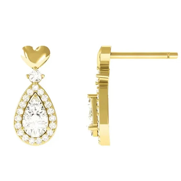 Heart Shape Dangle Earrings with Pear Cut Cubic Zirconia Copper Alloy Jewelry