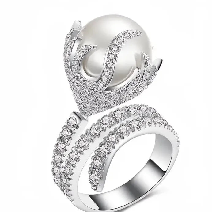 Elegant Luxury Imitation Pearl Wedding Band Ring for Women Party Jewelry