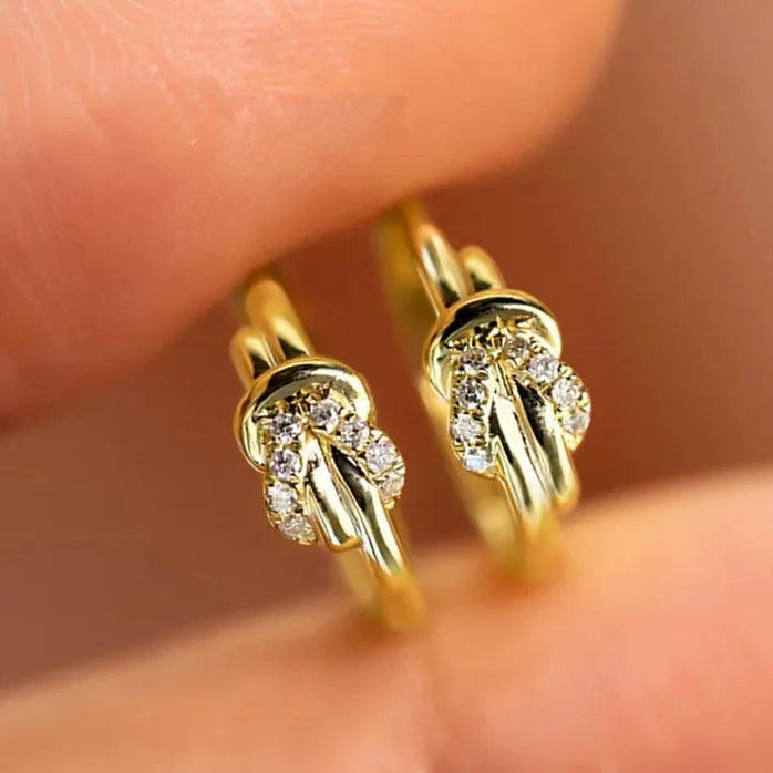 Chic Women's Gold Cubic Zirconia Geometric Hoop Earrings Jewelry