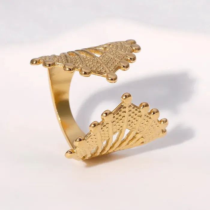 Vintage Stainless Steel Geometric Asymmetric Hollow Ring Punk Jewelry Gift Women