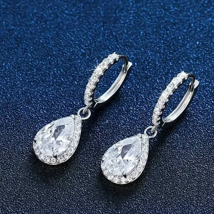 Geometric Cubic Zirconia Drop Earrings Sparkling Wedding Jewelry Accessory