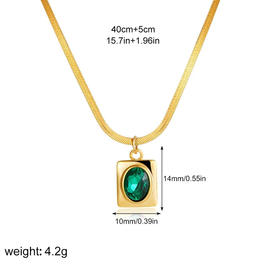 Oval Natural Tiger Eye Pendant Waterdrop Abalone Shell Necklace Stainless Steel Zircon Choker