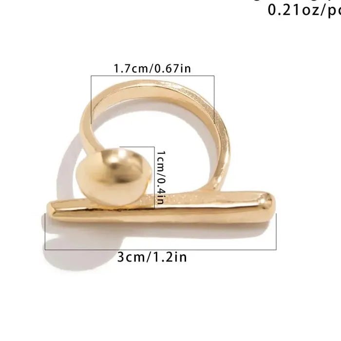 Adjustable Geometric Ball Open Ring Punk Couple Jewelry Fashion Accessory