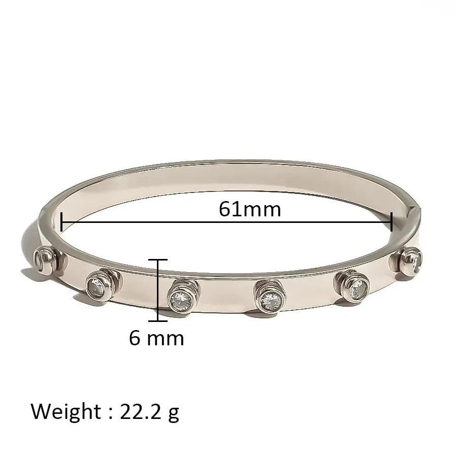 Waterproof Stainless Steel Multicolor Crystal Zirconia CZ Bangle Bracelet Women