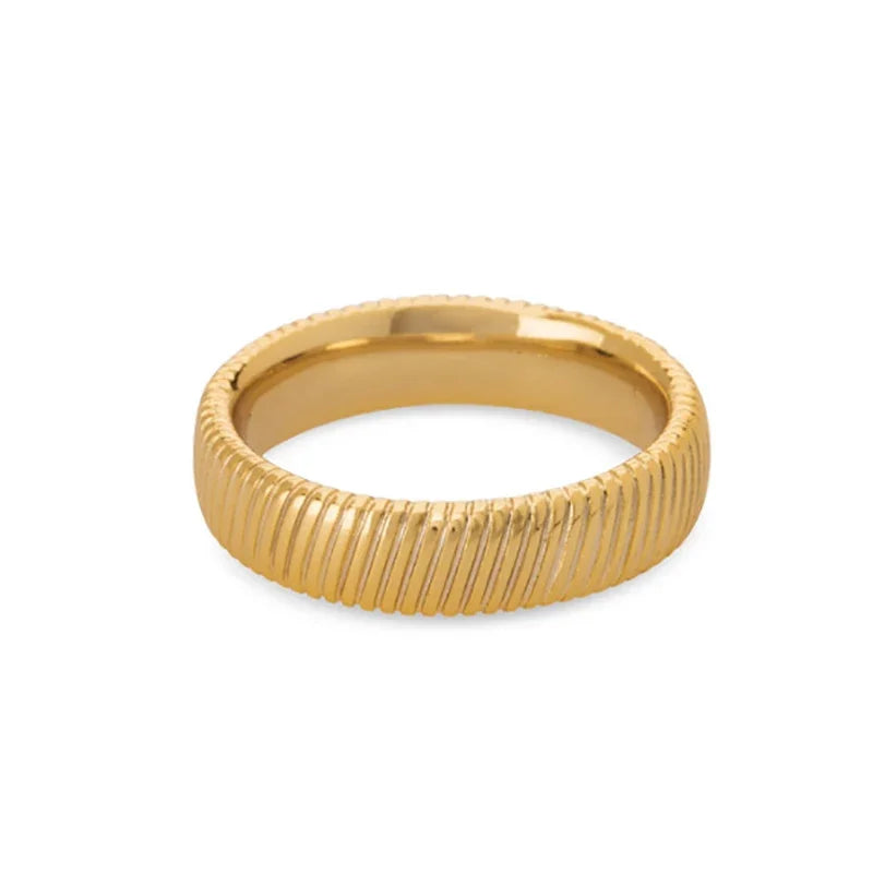 Punk Polished Bilayer Stainless Steel Chunky Rings for Women Gold Plated 2025