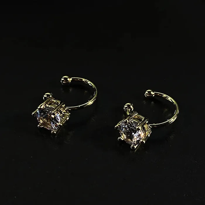 2026 Zircon Geometric Clip Earrings for Women Zinc Alloy No Piercing