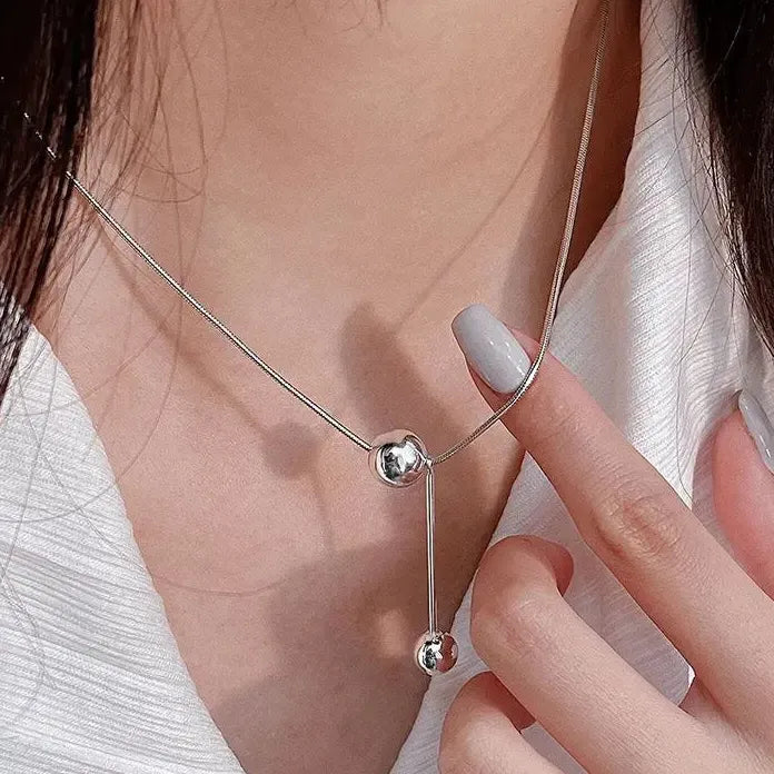 Simple Golden Circle Pendant Stainless Steel Non-Fading Necklace for Women