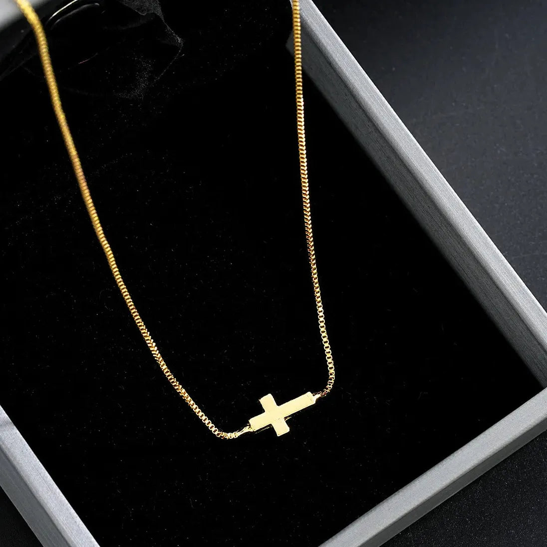 316 Stainless Steel Gold Cross Pendant Necklace Waterproof Hypoallergenic Women Jewelry