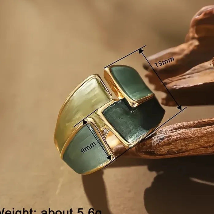Modern Irregular Green Enamel Ring for Women Gold Color Fashion Jewelry