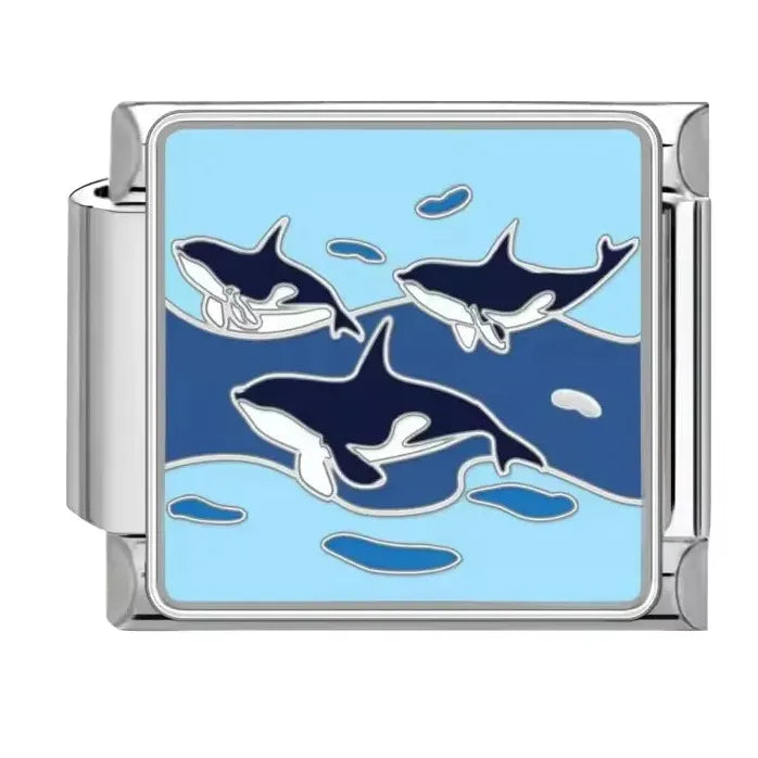Ocean Series 18k Gold Plated Stainless Steel Charm Bracelet Unisex Dolphin Shark Sailboat