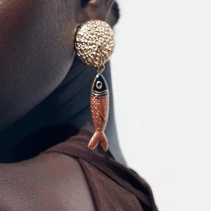 Bohemian Fish Pendant Copper Alloy Earrings Minimalist Summer Jewelry