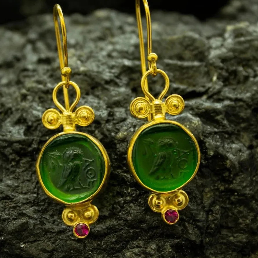Antique Deer Coin Zinc Alloy Drop Earrings Greek Mythology Christmas Gift