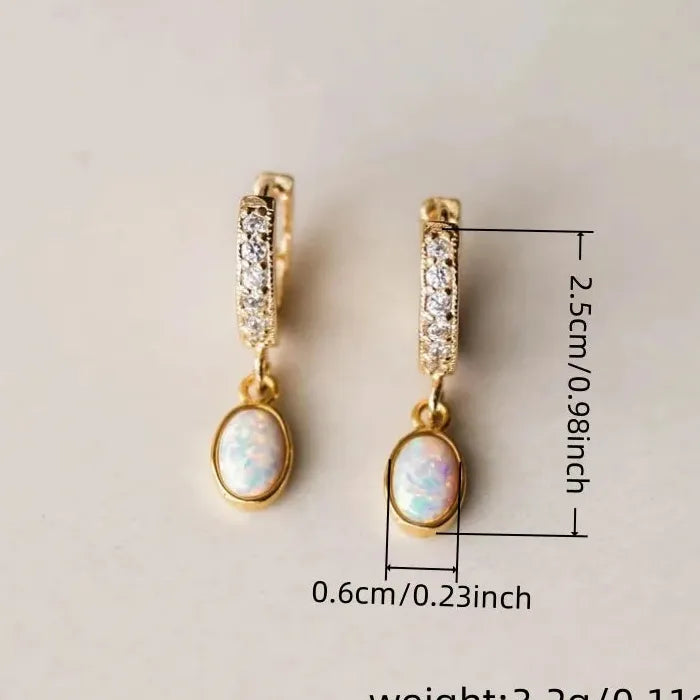 Elegant Gold Cubic Zirconia Drop Earrings for Women, Synthetic Australian Jewelry Gift
