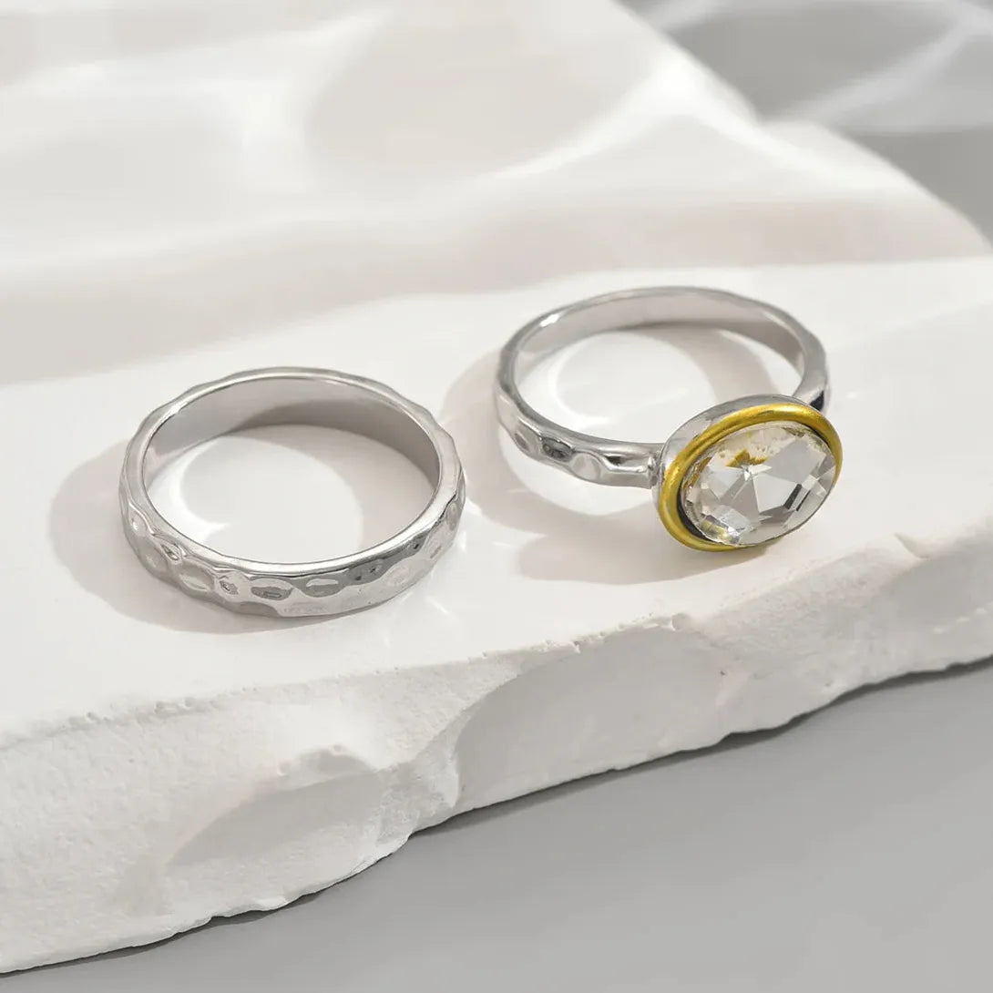 Fashion Two-Piece Zinc Alloy Ring & Bracelet Set with Cubic Zirconia Stone