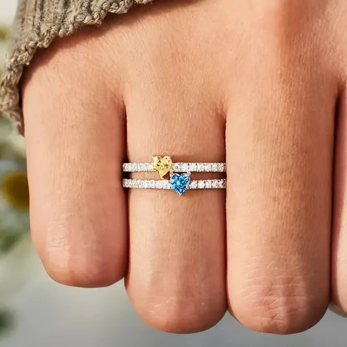 Dainty Heart Cubic Zirconia Ring for Women Stylish Shiny Party Jewelry