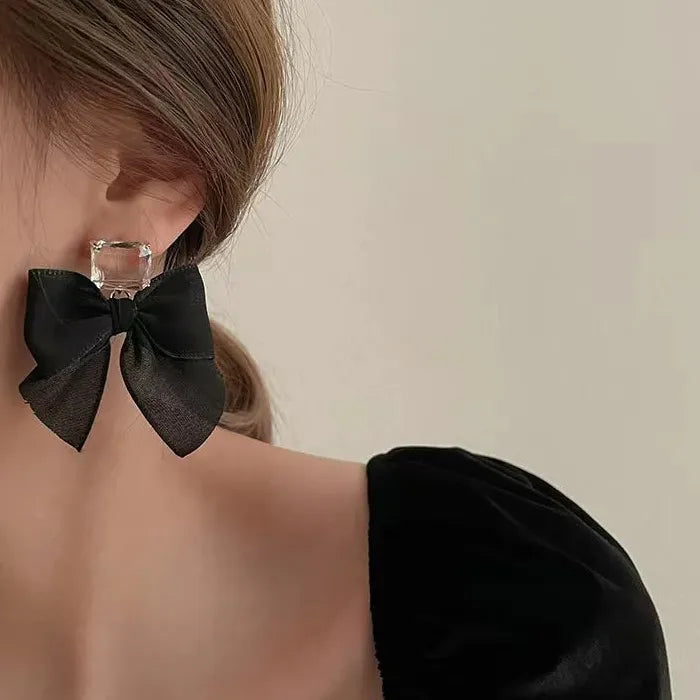 Bowknot Zircon Drop Earrings Zinc Alloy Korean Fashion Jewelry Gift