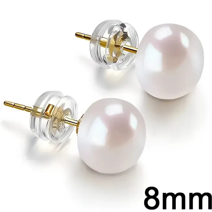 Simple Imitation Pearl Stud Earrings for Women Gold Color 5-10MM Dainty Trendy Jewelry
