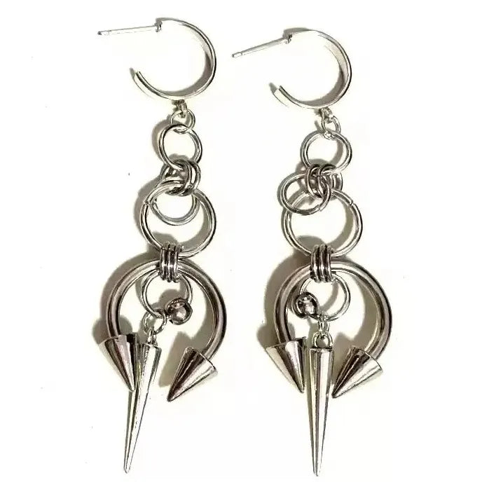 Copper Neo-Gothic Multi-Hoop Spike Dangle Earrings Unisex Fashion Jewelry