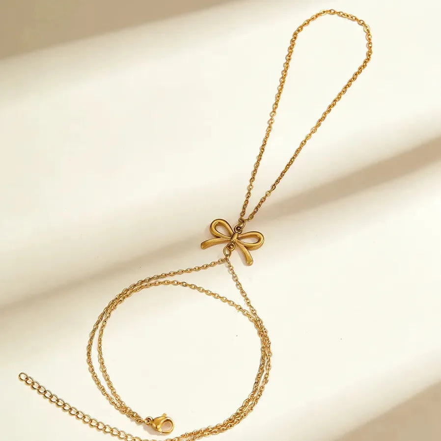 Stainless Steel Double-Layer Bowknot Bracelet for Women Vintage Jewelry