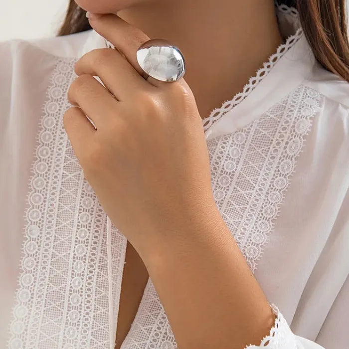 Geometric Oval Adjustable Unisex Fashion Ring Symbolizing Balance and Harmony