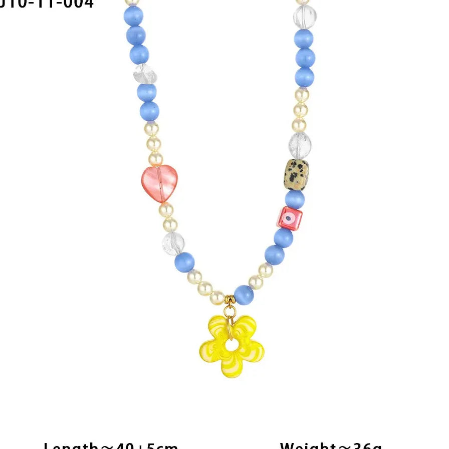 Handmade Summer Multicolor Flower Pearl Beaded Choker Necklace Elegant