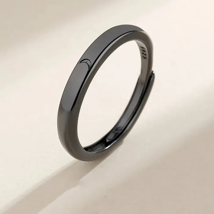 Adjustable Silver Sun Moon Couple Ring Jewelry for Men and Women Gift