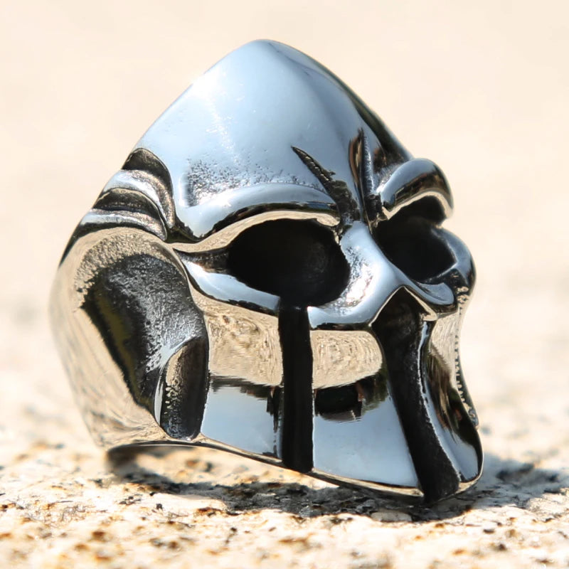 Spartan Helmet Ring Stainless Steel Viking Punk Biker Vintage Unisex Jewelry