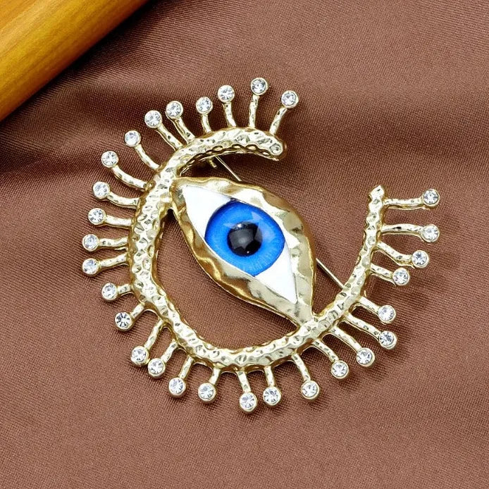Luxury Sparkling Devil Eyes Brooch Pin for Women Men Classic Style