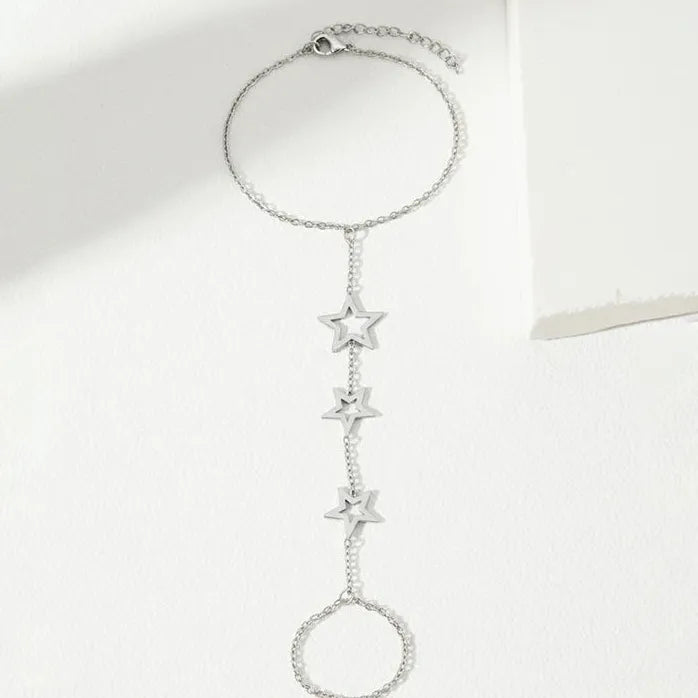 Stainless Steel Hollow Star Finger Bracelet Retro Casual Women's Jewelry Charm