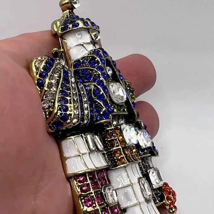 Vintage Geometric Fairy Tale Castle Brooch Retro Gift for Women