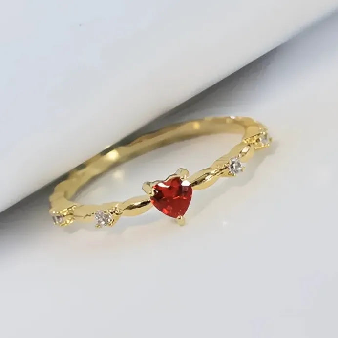 Geometric Heart Cubic Zirconia Wedding Engagement Ring for Women Gift