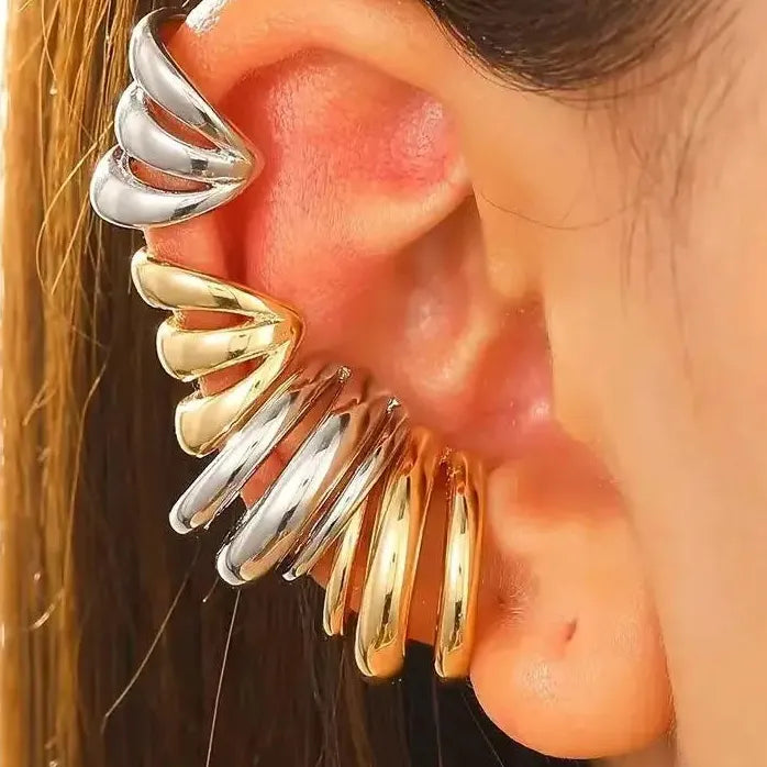 Vintage Asymmetry Round Cartilage Fake Piercing Copper Ear Clips Women Jewelry