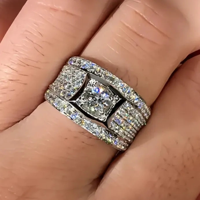 Elegant Women’s Silver Cubic Zirconia Cocktail Ring for Parties