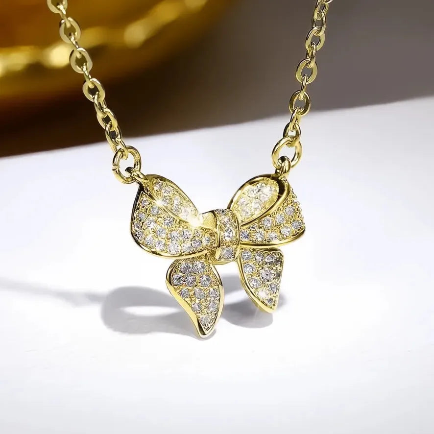 Romantic Bowknot Women Stud Earrings Cubic Zirconia Crystal Delicate Fashion Jewelry