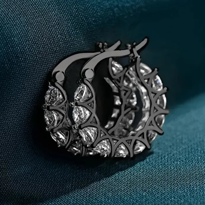 Women’s Geometric Hoop Earrings with Cubic Zirconia for Daily & Wedding