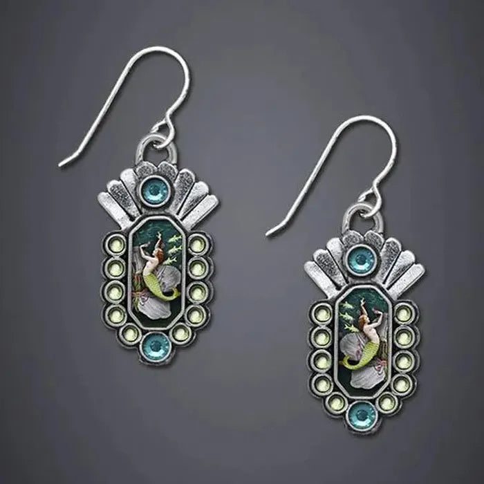 Vintage Bohemian Irregular Drop Earrings Zinc Alloy Ethnic Silver Statement Gift