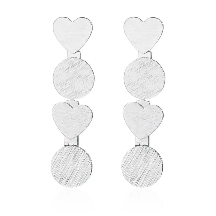 Heart and Geometric Zinc Alloy Necklace Bracelet Earrings Set for Women