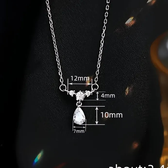 Elegant Women’s Geometric Pendant Necklace with Pear CZ for Wedding