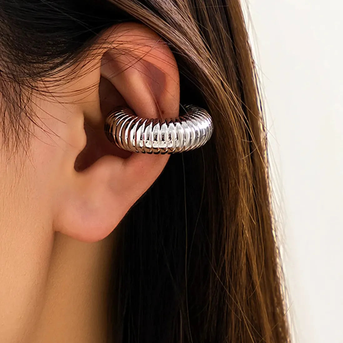 Gold Punk Chunky Geometric Clip-On Ear Cuff Earrings for Women Stylish
