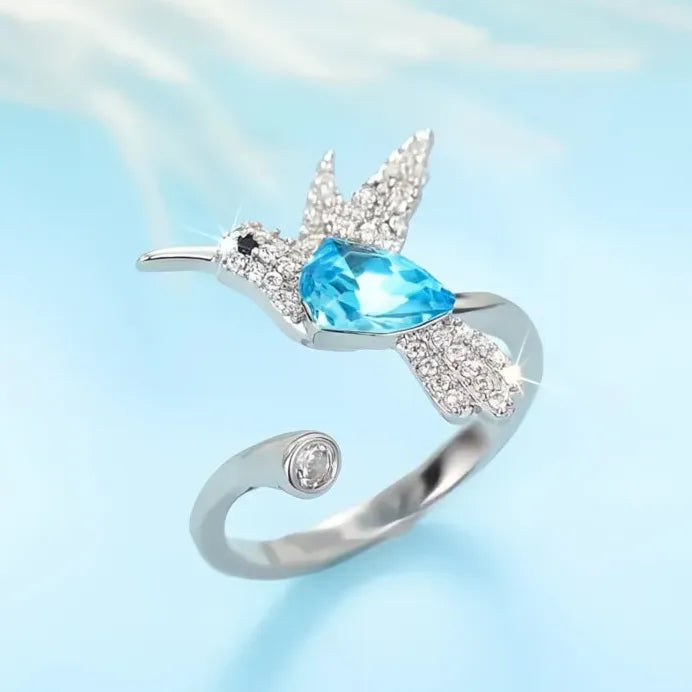 Bird Cocktail Ring for Women with Shiny Cubic Zirconia Brass Jewelry
