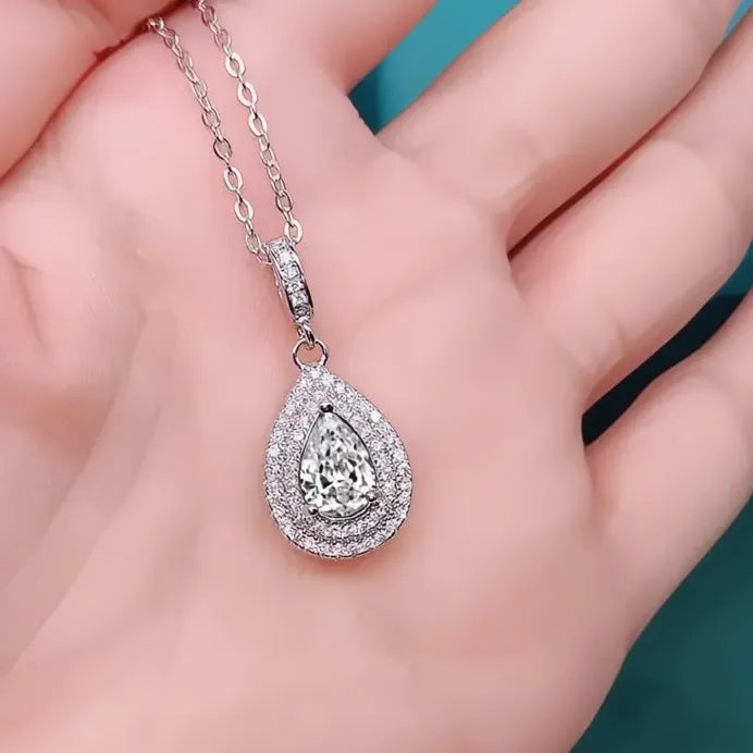 Elegant Water Drop Pendant Necklace for Women Cubic Zirconia Wedding Jewelry