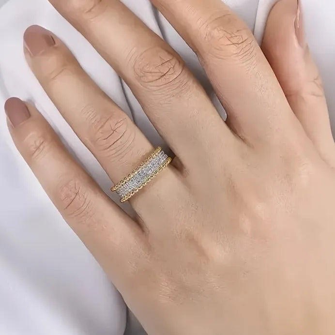 Two-Tone Cubic Zirconia Engagement Ring Elegant Wedding Jewelry for Women