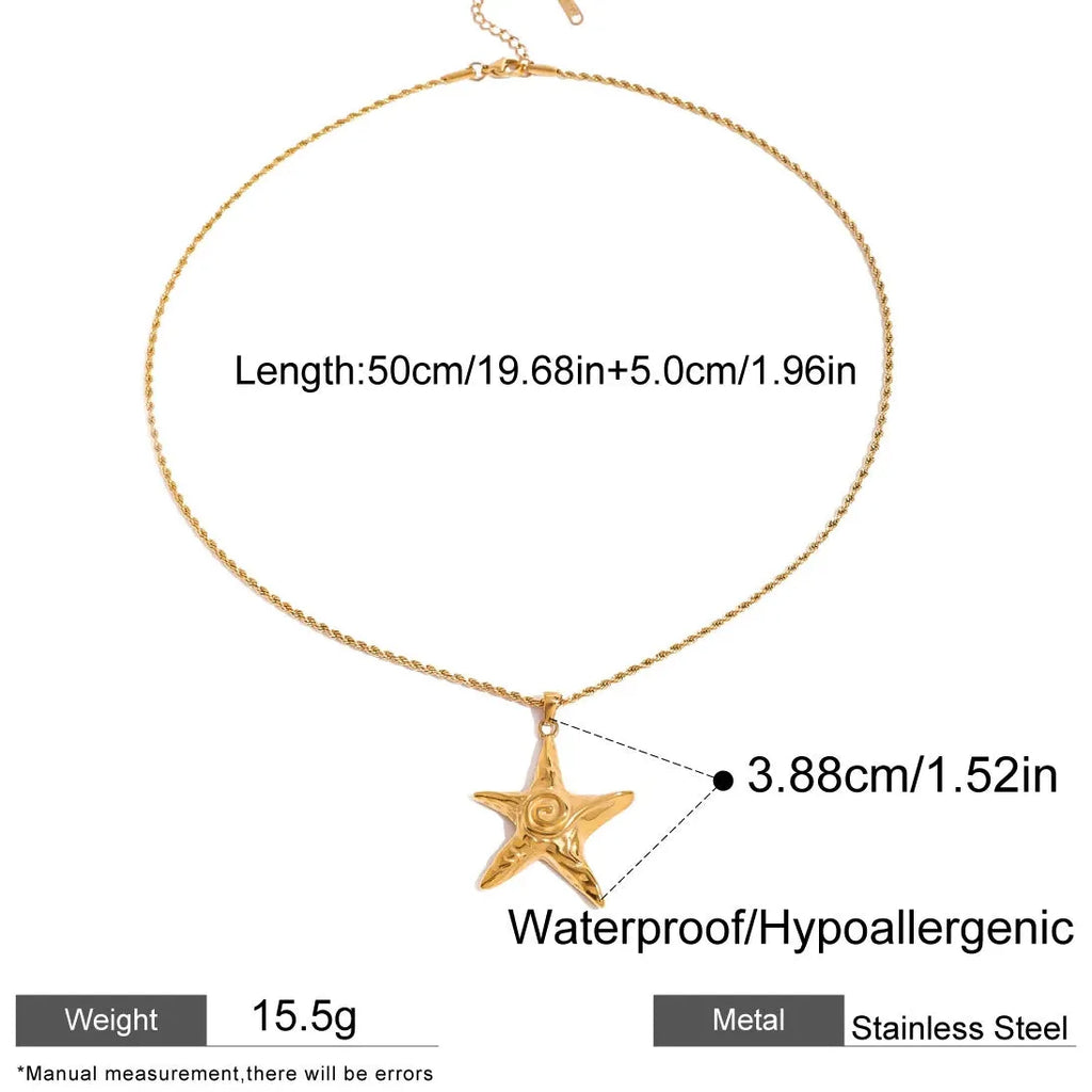 Stainless Steel Punk Lava Starfish Pendant Necklace Gothic Choker Gift Women