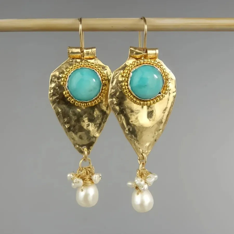 Vintage Style Zinc Alloy Blue Gem Drop Earrings Women Party Gifts