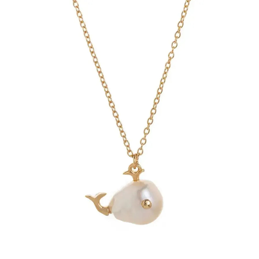 Geometric Chunky Pearl Fish Stud Earrings for Women Girls Waterproof Jewelry