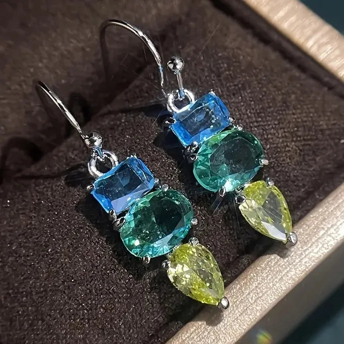 Sparkling Crystal Water Droplet Bohemian Zinc Alloy Earrings for Women