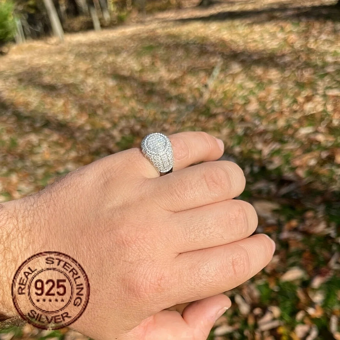 2025 Trendy Solid 925 Silver Iced Hip Hop Pinky Ring for Men – Round Cut Zircon